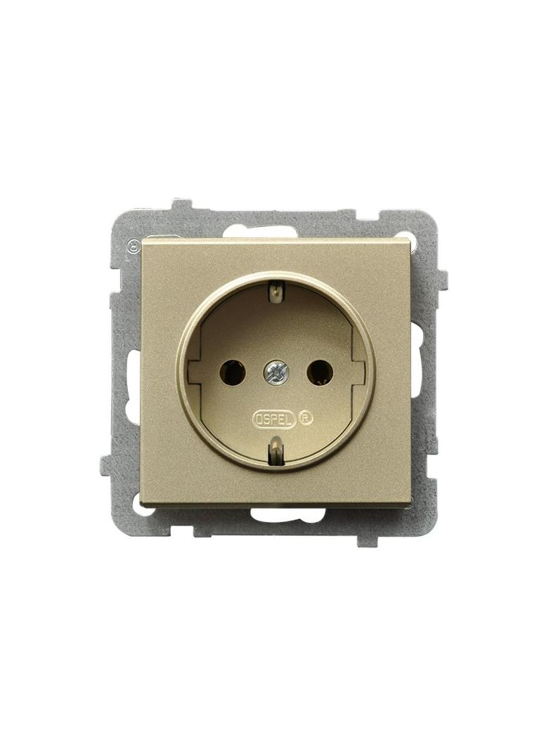 SONATA Gniazdo pojedyncze z uziemieniem schuko - kolor szampański złoty