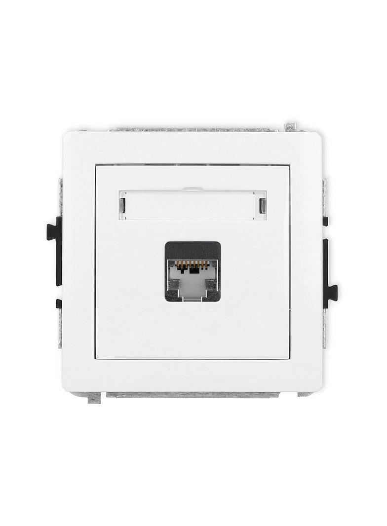 DECO Mechanizm gniazda komputerowego pojedynczego 1xRJ45, kat. 5e, ekranowany, 8-stykowy biały