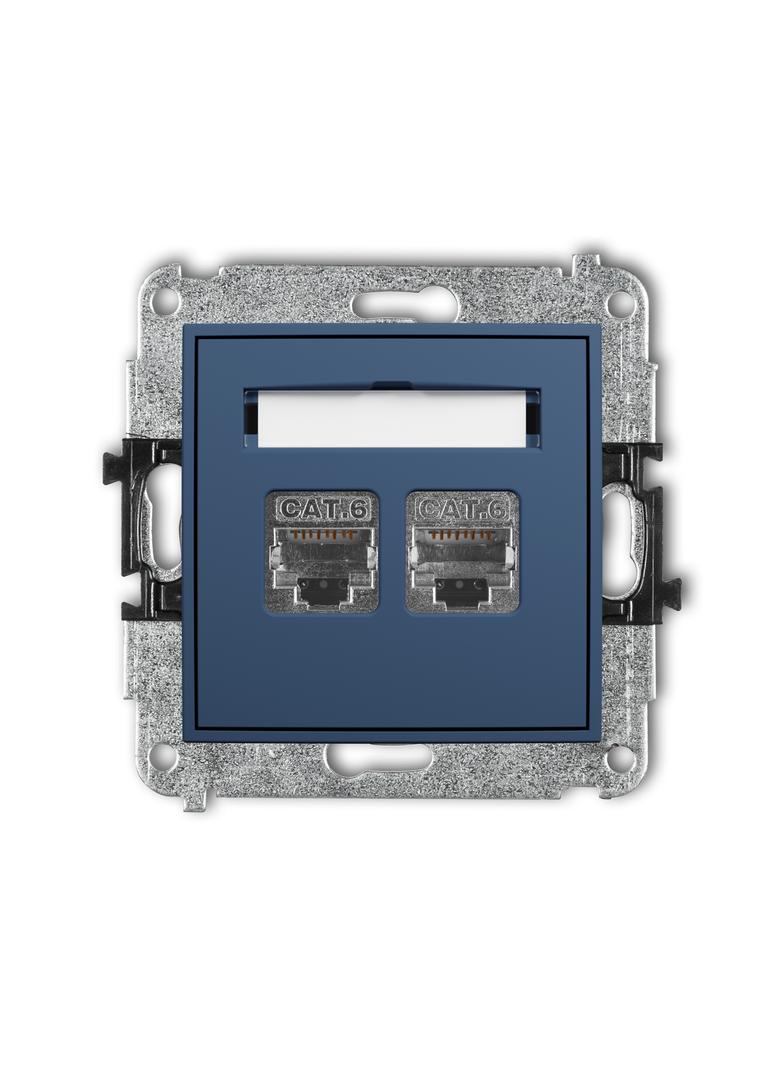 ICON Mechanizm gniazda komputerowego podwójnego 2xRJ45, kat. 6, ekranowany, 8-stykowy navy blue