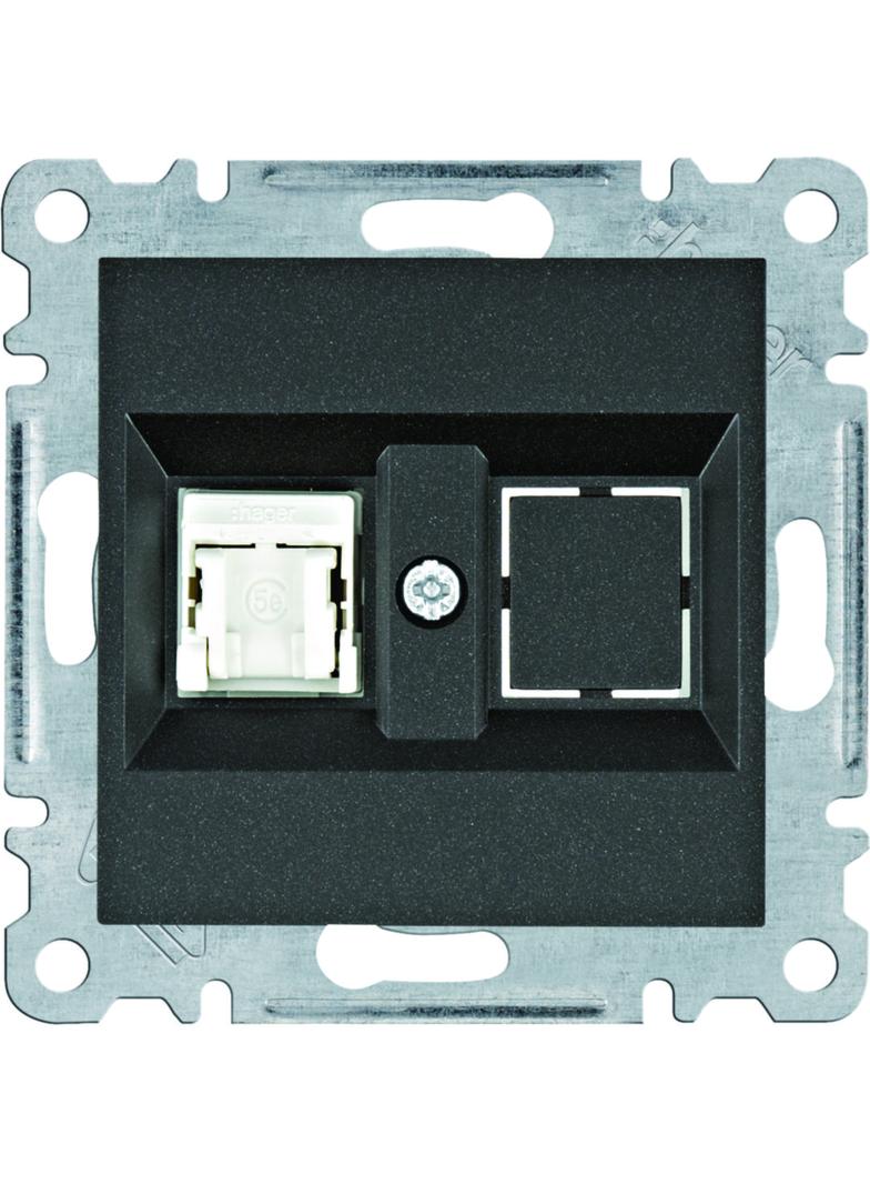 lumina Gniazdo komputerowe pojedyncze RJ45 kat.5e UTP czarny WL2113 HAGER