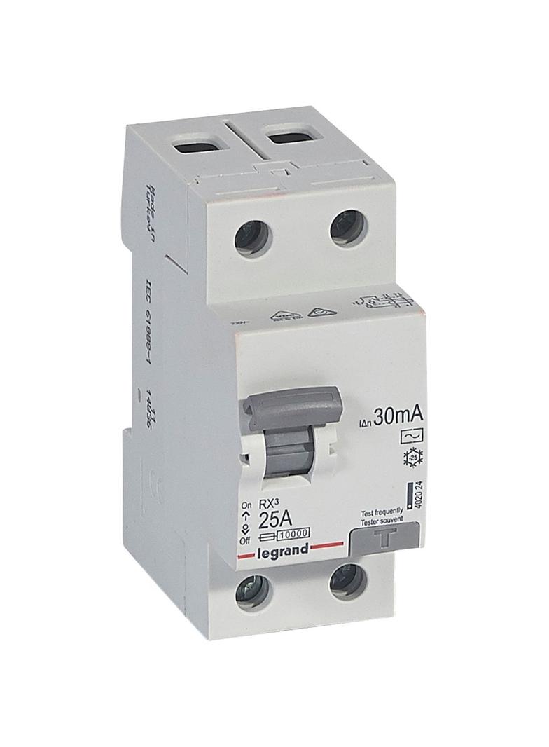 WYŁĄCZNIK RÓŻNICOWOPRĄDOWY RX3 2P 25A 30MA TYP AC, Legrand