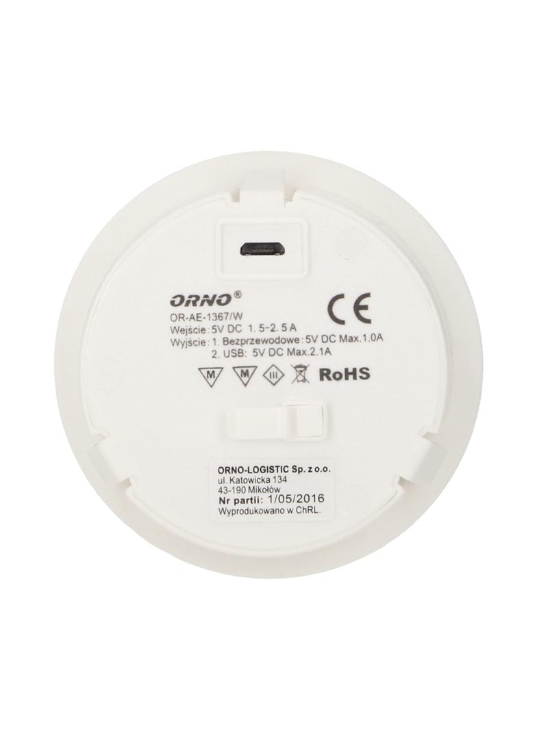 Bezprzewodowa ładowarka indukcyjna z dodatkowym portem USB biała OR-AE-1367/W ORNO