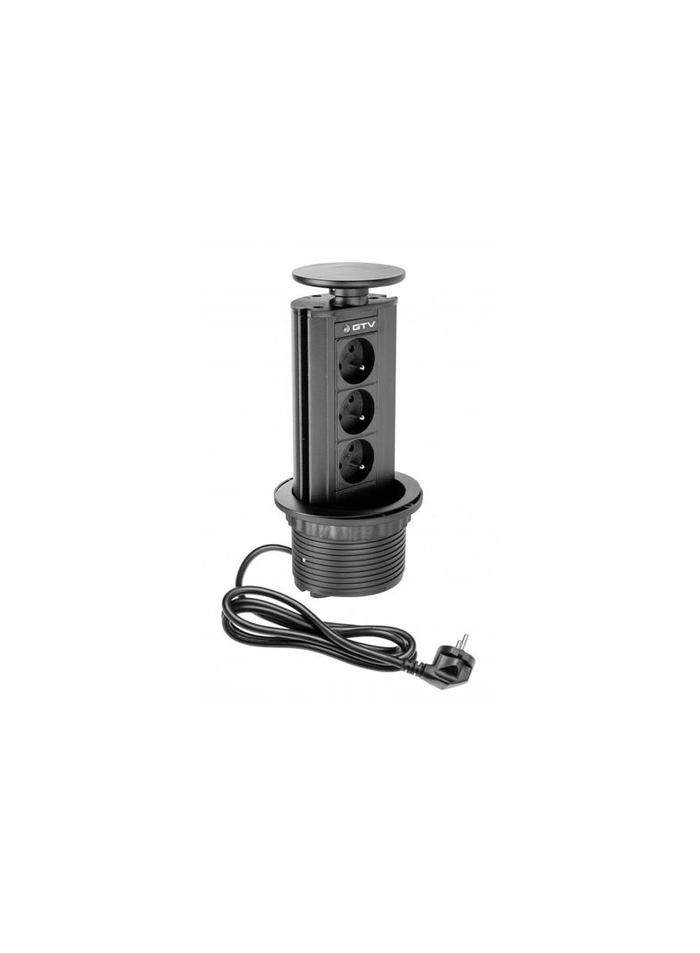 BIURKOWY ROZGAŁĘZIACZ WPUSZCZANY, 3X GNIAZDO Z UZIEMIENIEM (CZARNY)
