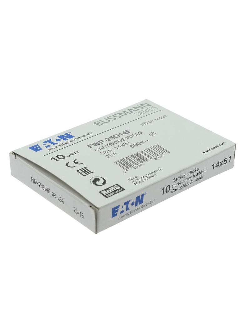 25A 690V AC gR 14X51mm FUSE W/O STRIKER Wkładka szybka 25A AC 690V 14x51 gR IEC UL FWP-25G14F EATON