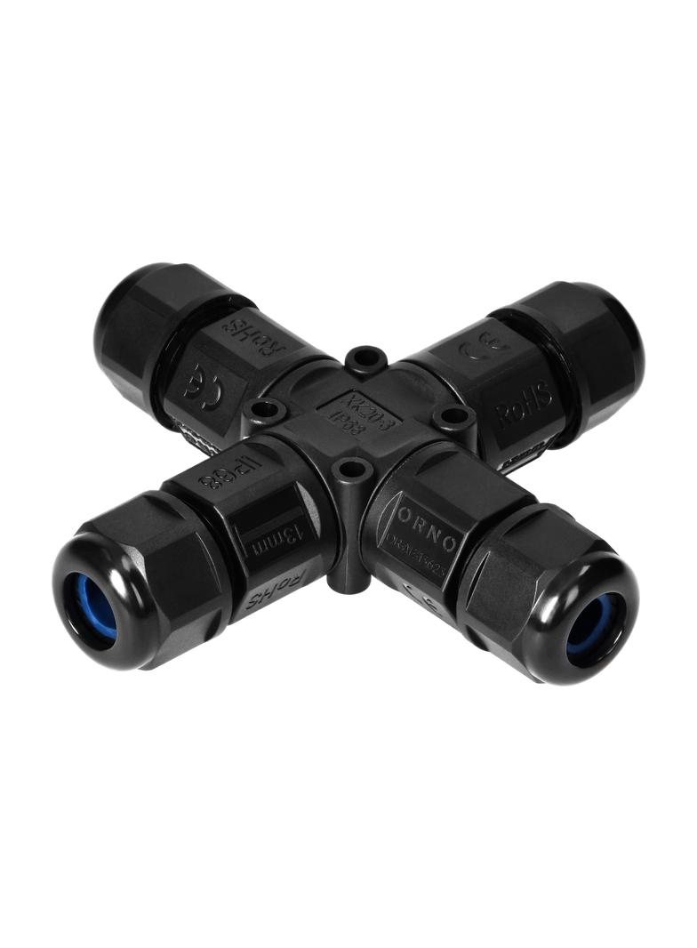 Konektor kablowy, rozdzielacz czterokrotny typu-X z szybkozłączką, IP68, 3x4mm2, 400V/16A