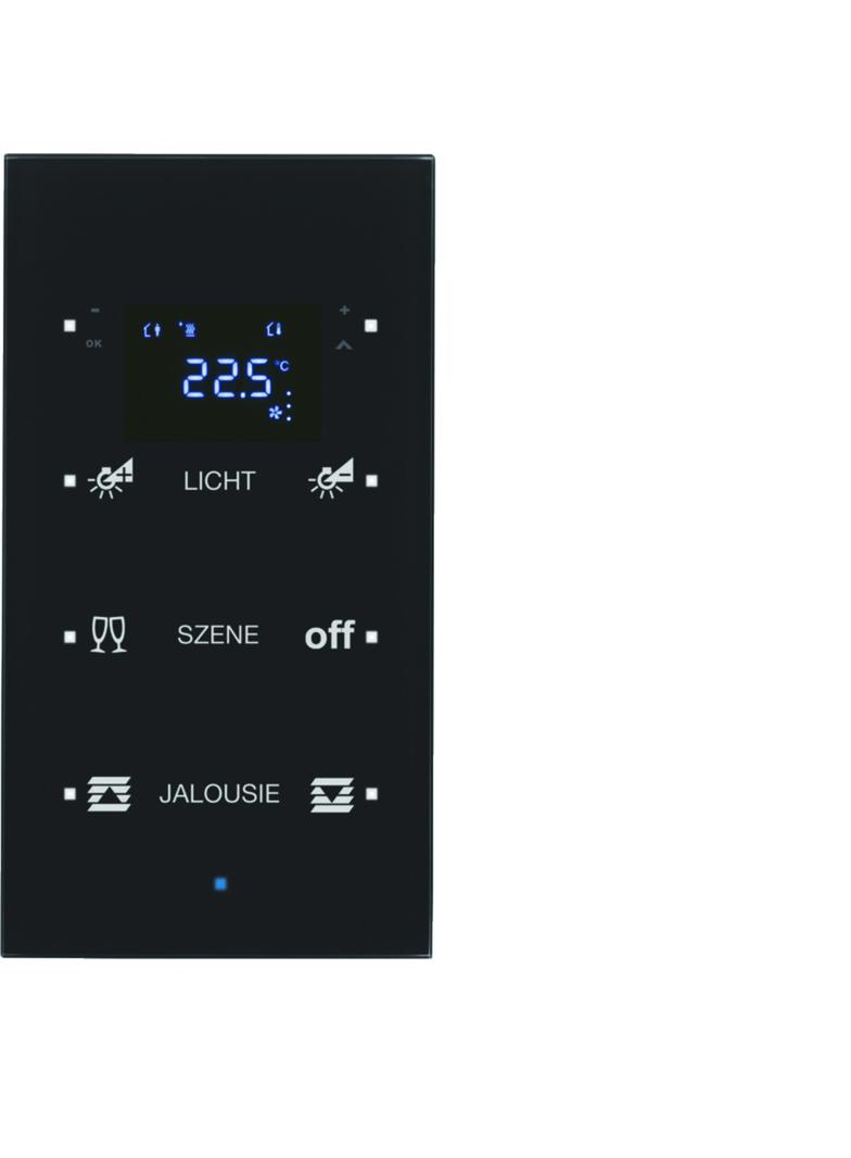 BERKER KNX TS Sensor dotykowy potrójny z regulatorem temperatury konfigurowalny szkło czarny 75643135 HAGER
