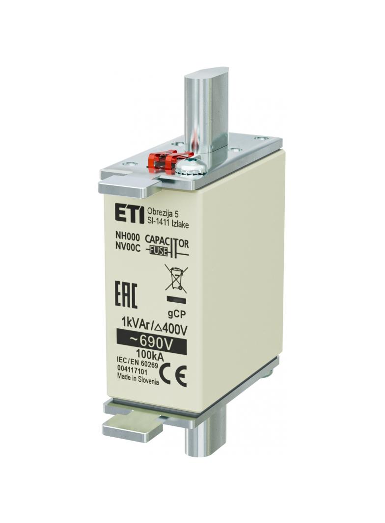 Wkładka topikowa NH kondensatorowa NH000 WT-00C gCP 1kVAr/690V 004117101 ETI