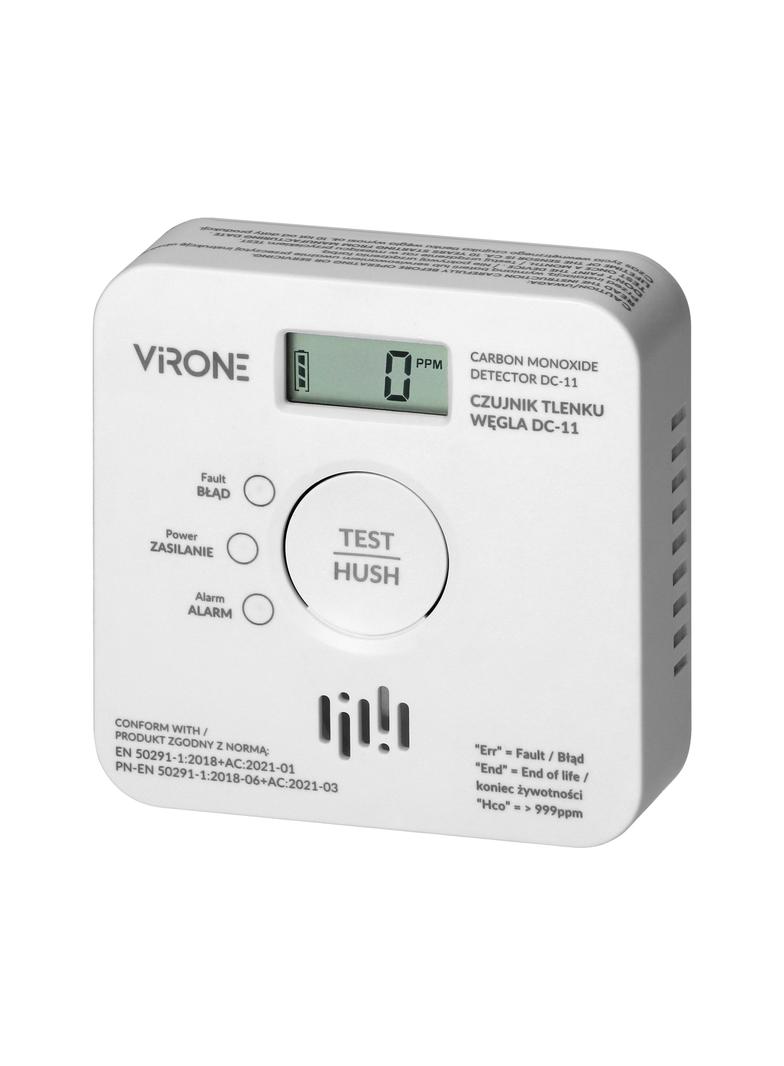 Bateryjny czujnik tlenku węgla (czadu), 2xAA, żywotność sensora 10 lat