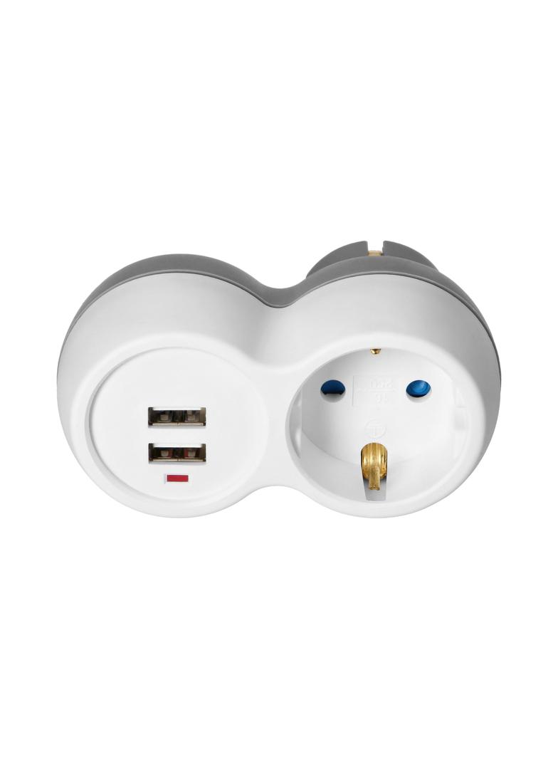 Rozgałęźnik + 2xUSB (Schuko) biało-szary OR-AE-13246(GS) ORNO