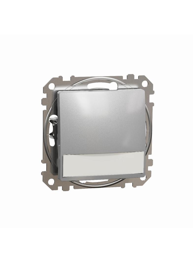 Sedna Design & Elements, przycisk z etykietą i podświetleniem (12V Ac), srebrne aluminium