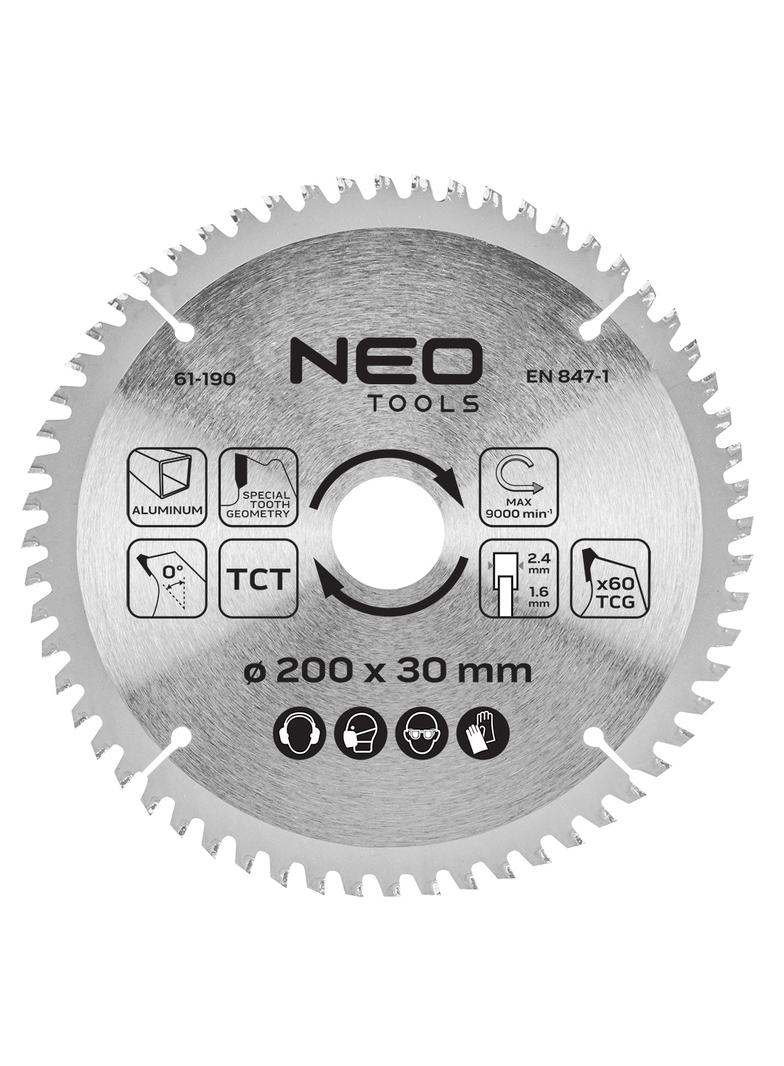 Tarcza do pilarki, widiowa, 200 x 30 mm, 60 zębów, do aluminium