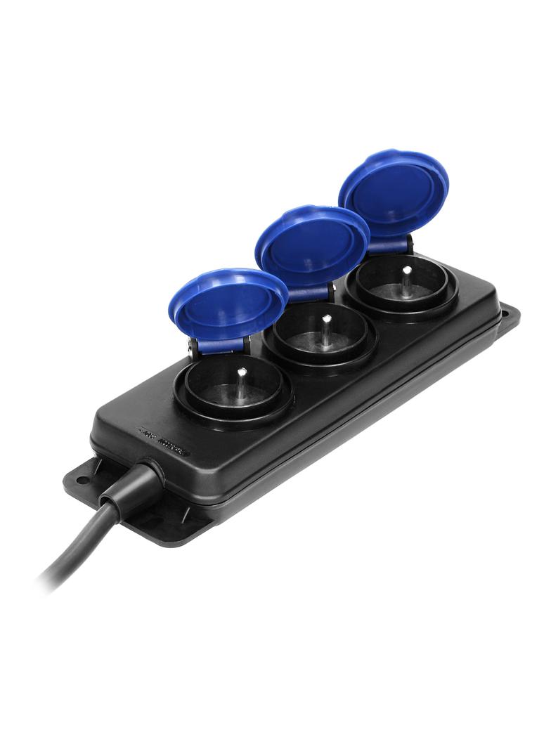 Przedłużacz warsztatowy bryzgoszczelny IP44, 3 gniazda 2P+Z IP44, przewód gumowy, H05RR-F 3x1,5mm2,