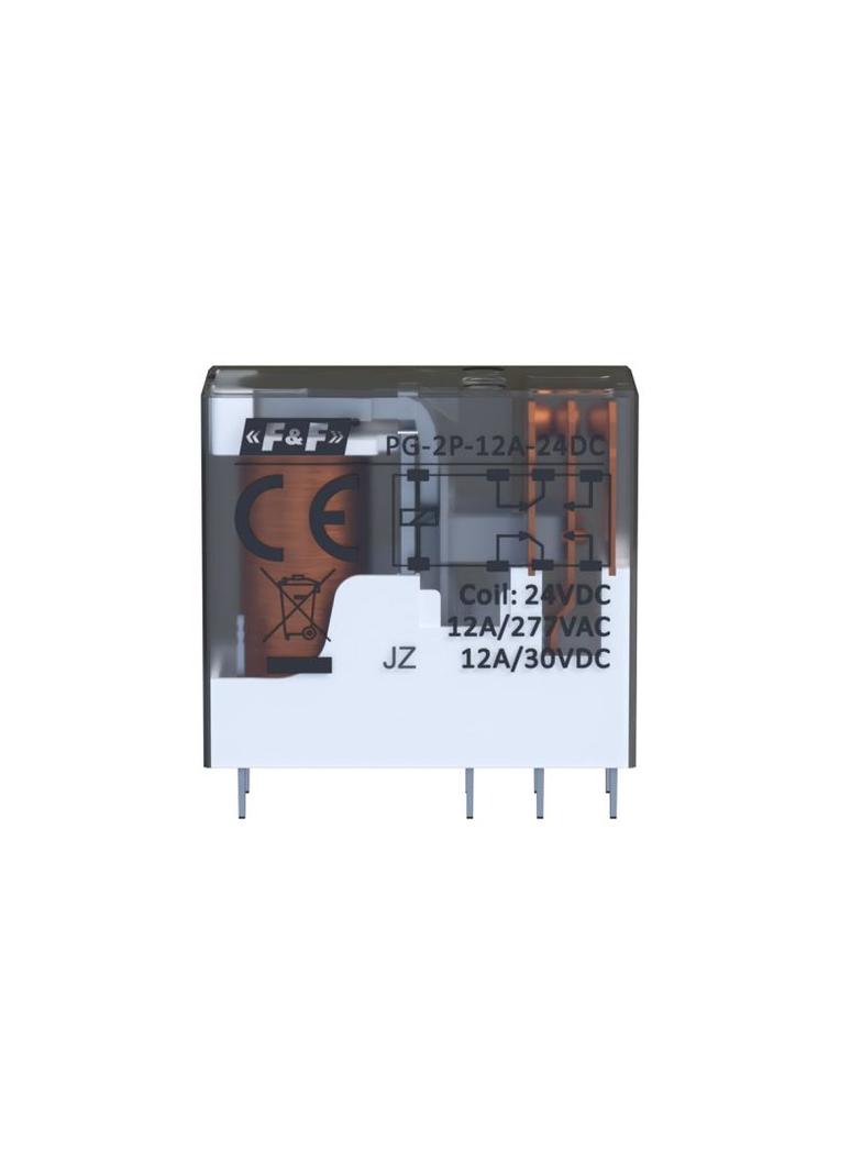 Przekaźnik 2xNO/NC obciążalność (na kanał) 12A/277V AC lub 12A/30V DC,napięcie zasilania cewki 24V F PG-2P-12A-24DC F&F