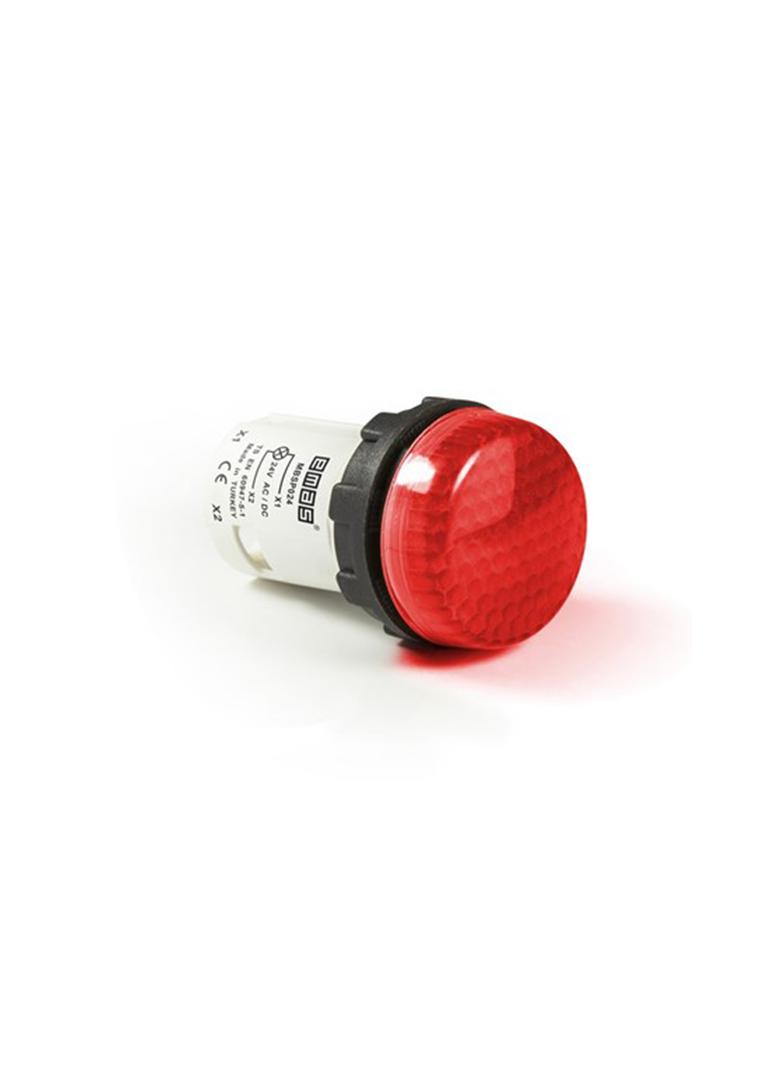 Lampka monoblok LED, wypukły klosz, czerwona