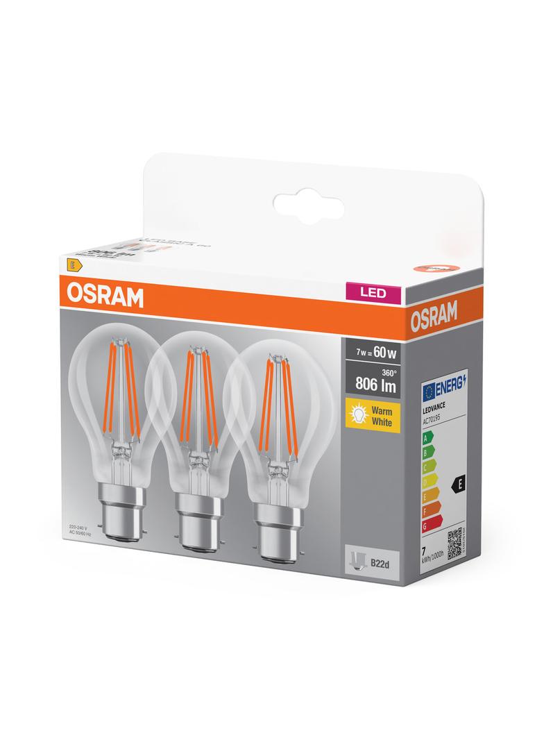 Lampa LED BASE Classic A60 6,5W/827 230V Filament szkło przezroczyste B22D FS3 OSRAM