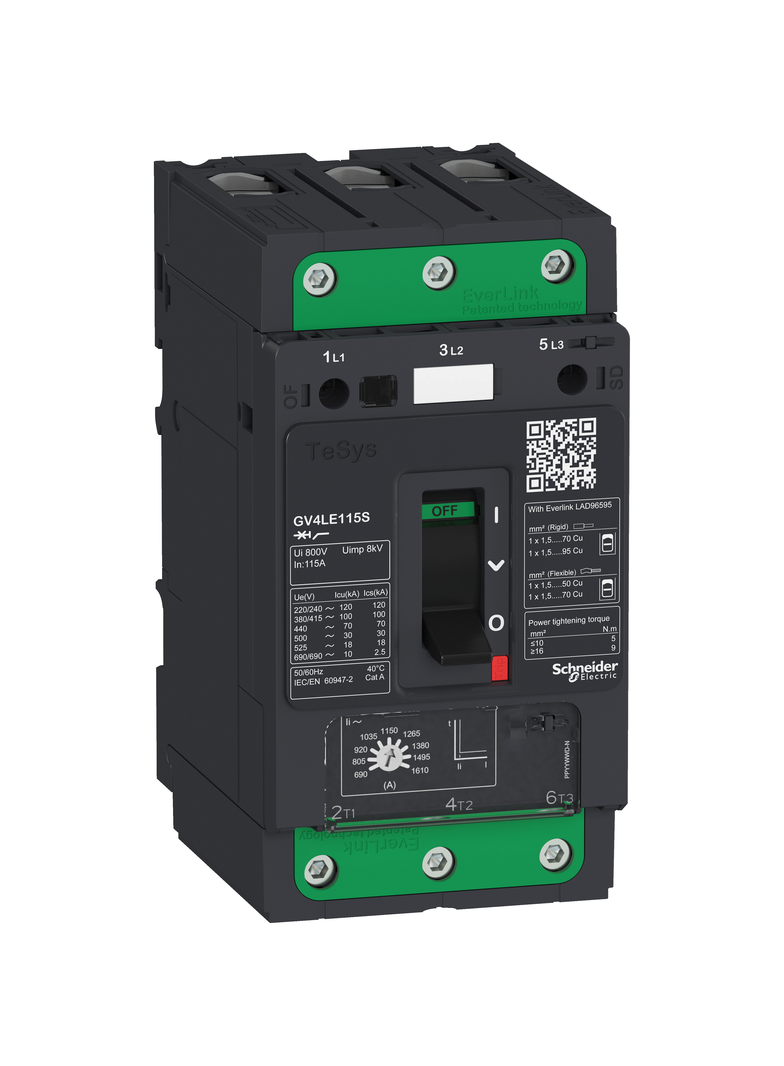 Wyłącznik silnikowy TeSys GV4 3P 2 A Icu 50 kA magnetyczny terminale EverLink GV4LE02N SCHNEIDER