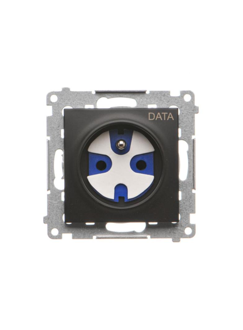Simon 54 Gniazdo DATA z kluczem uprawniającym 16A z. śrub. czarny