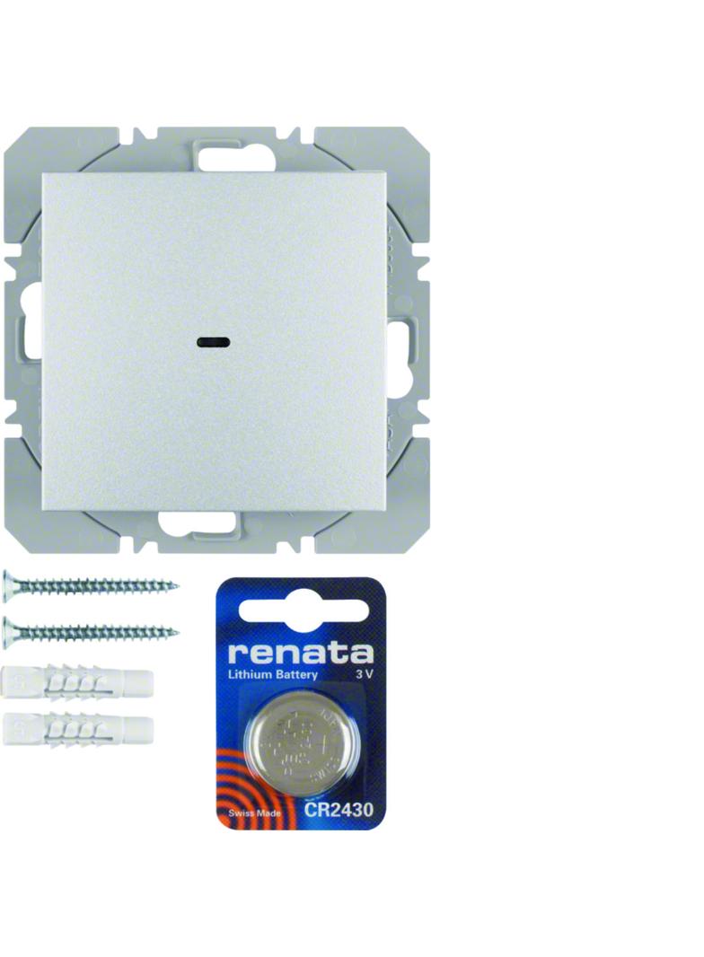 BERKER B.Kwadrat/B.7 KNX RF quicklink Przycisk pojedynczy płaski aluminium 85655283 HAGER