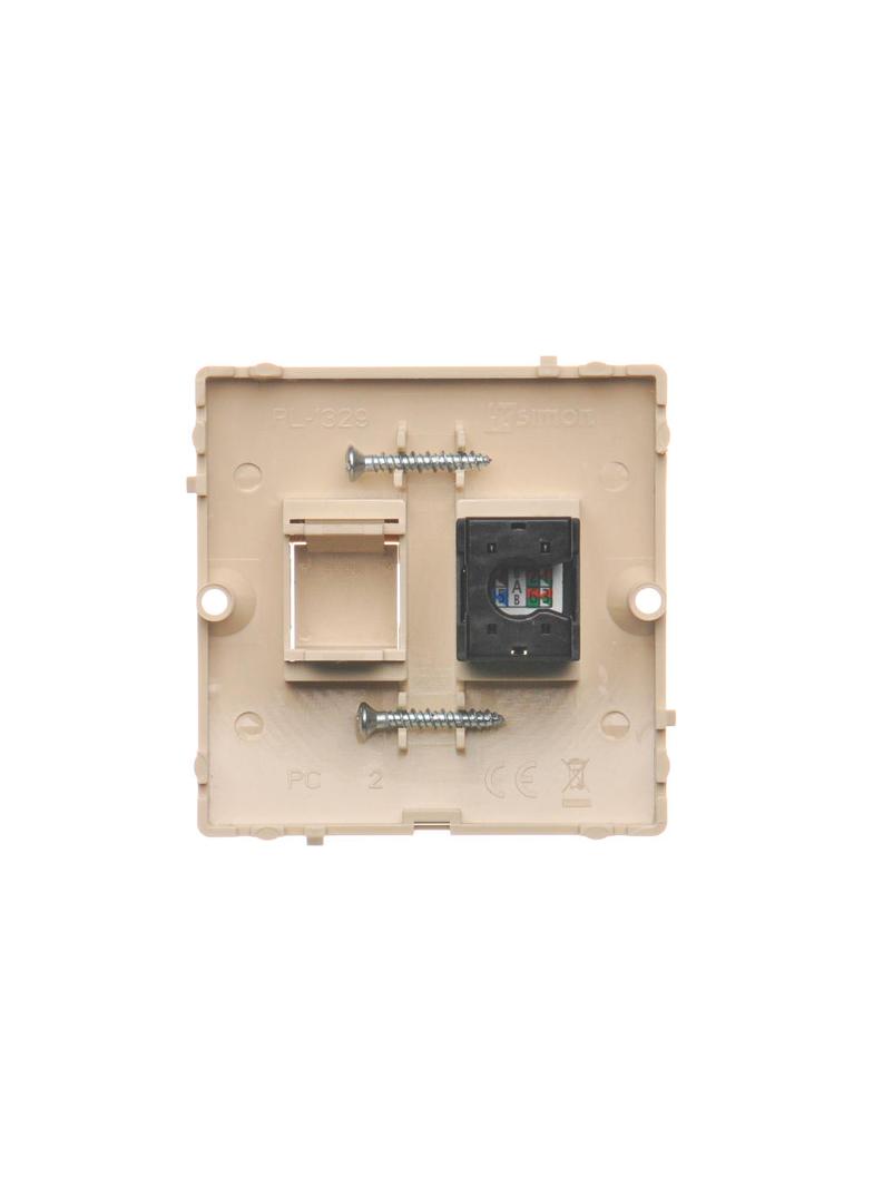 Simon Basic Gniazdo komputerowe RJ45 pojedyncze kategoria 5e Montaż gniazda na wkręty do puszki beż