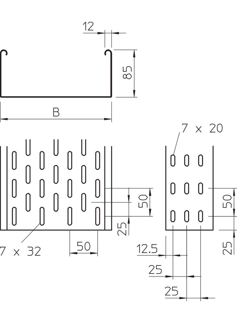KORYTKO MKS 1,0 85X500 FS+ŁĄCZ