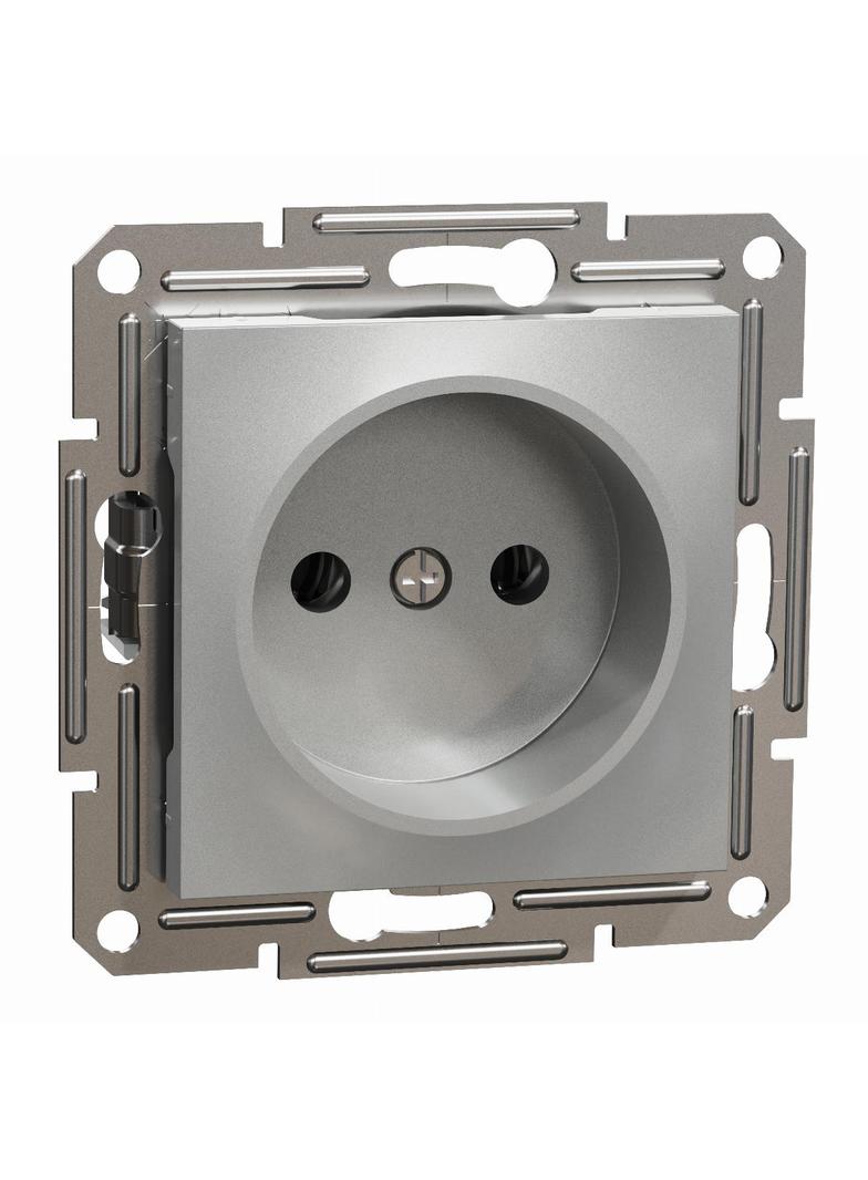 Asfora, gniazdo pojedyncze 2P, bez ramki, aluminium