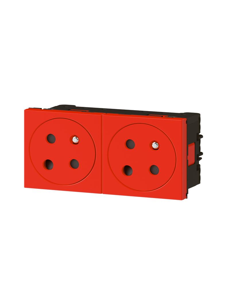 Mosaic Gn 2x2P+Z Z Blokadą Podłącz Przez Zaciski Automatyczne-4 Moduły Czerwone 16A-250V 278184L LEGRAND