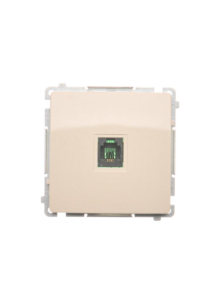 Simon Basic Gniazdo telefoniczne RJ11 uniwersalne pojedyncze Montaż na łapki lub wkręty beż