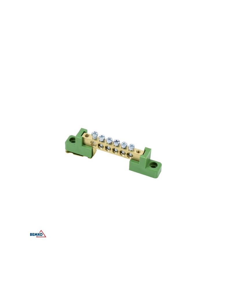 LISTWA ZACISKOWA NA IZOLATORACH PŁASKICH 6x9 6-TOROWA ZIELONA