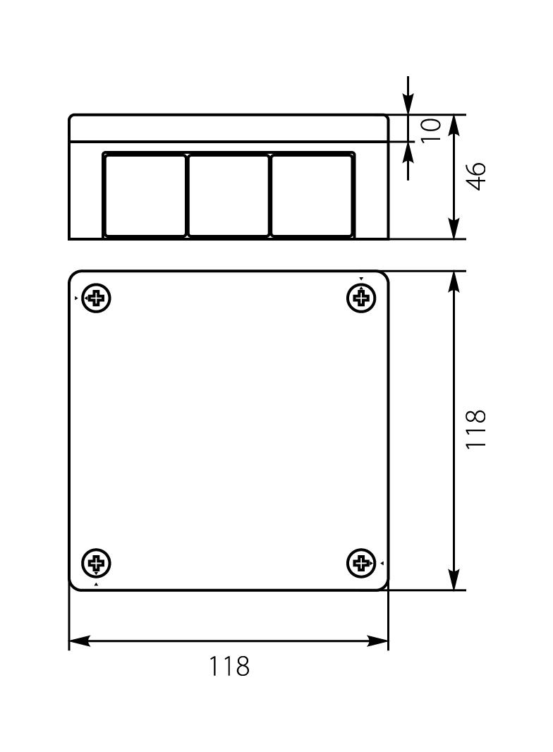 VP-51 Puszka n/t 118x118x46 IP55 12-wl dł.gum. brąZ-051-02 61.154 OPATÓWEK