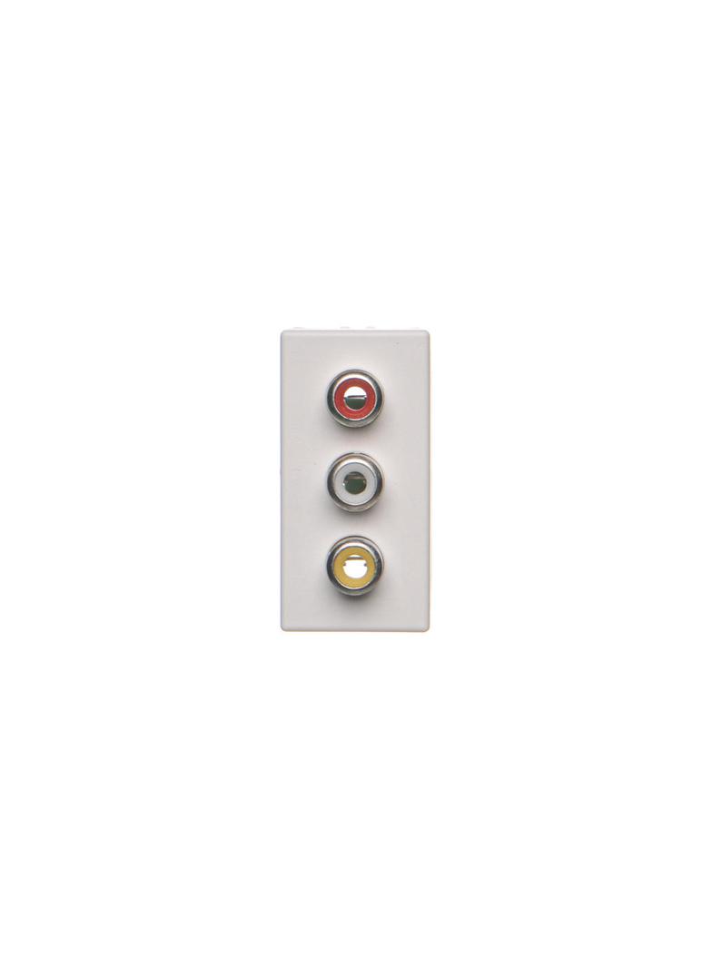 Simon Connect Płytka K45/2 złącz 3x RCA (CINCH) 225x45mm + wkłady zaciski śrubowe czysta biel K105B/9 KONTAKT
