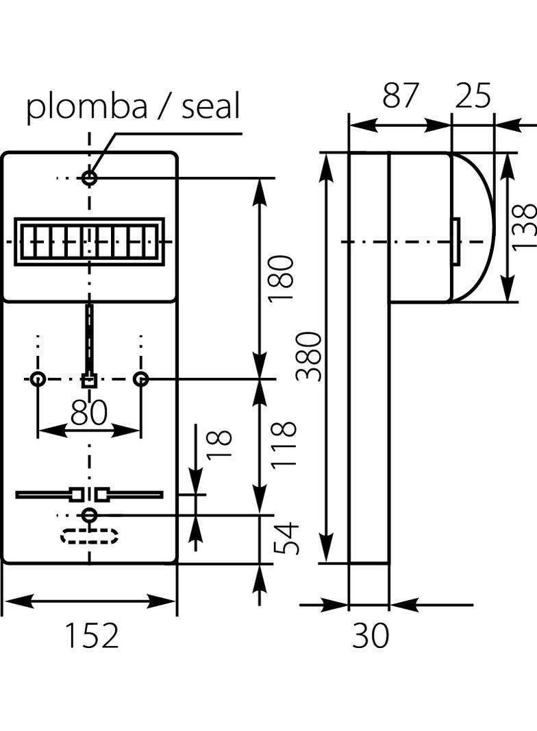 Tablica licznikowa TLR-1F (N+PE) z szybką 10.2A OPATÓWEK