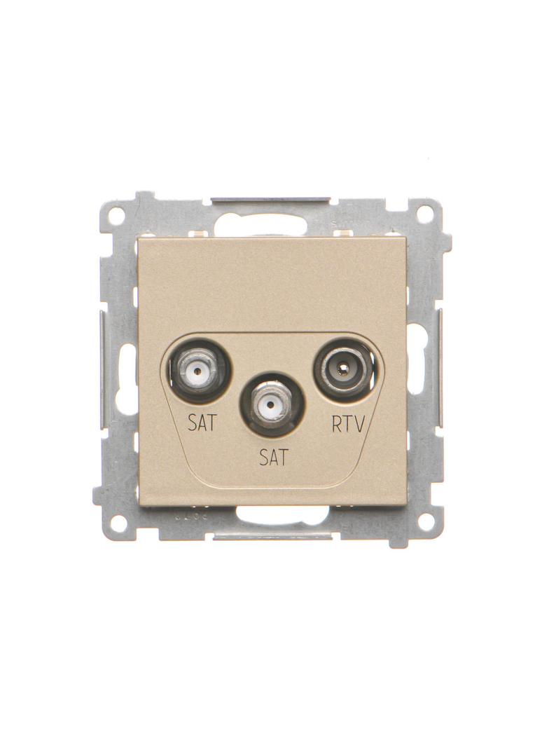 Simon 55 Gniazdo antenowe satelitarne podwójne SAT-SAT-RTV 2x Wejście: 5 MHz÷2,4 GHz Szampański mat