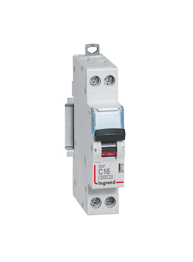 Wyłącznik Nadprądowy S 301N 1P+N C 16 6kA DX3 407742 LEGRAND