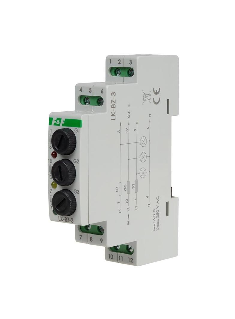 Trójfazowa lampka kontrolna z zabezpieczeniem (żółta-czerwona-zielona)