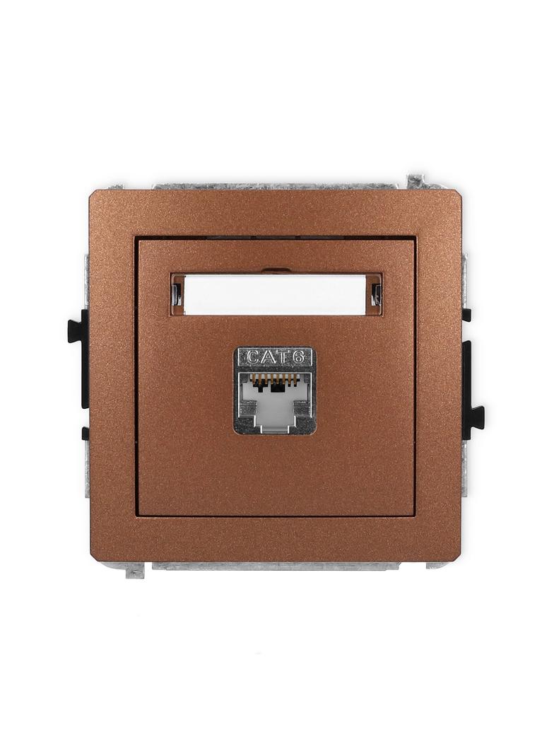 DECO Mechanizm gniazda komputerowego pojedynczego 1xRJ45, kat. 6, ekranowany, 8-stykowy brązowy meta