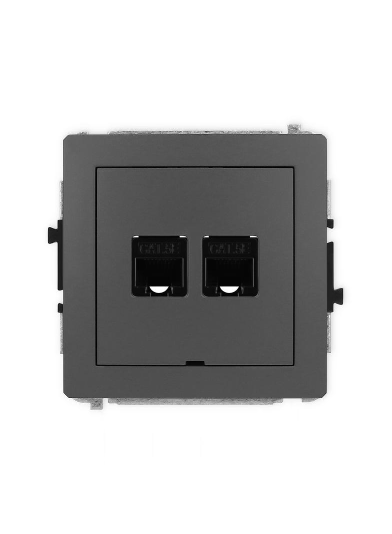DECO Mechanizm gniazda komputerowego podwójnego 2xRJ45, kat. 5e, 8-stykowy, bez pola opisowego grafi