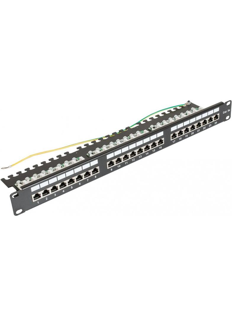 Panel kat. 5e 19 cali 1U 24xRJ45 FTP czarny z półką Partners CCAS-PA5E-24STP-O-2 C&C