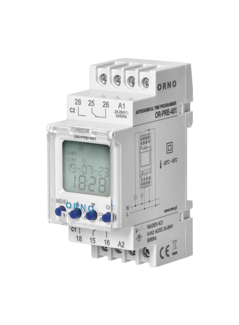 Elektroniczny programator czasowy 100 programów 3 języki menu 2 wyjśćia przekaźnikowe 16A/230V s OR-