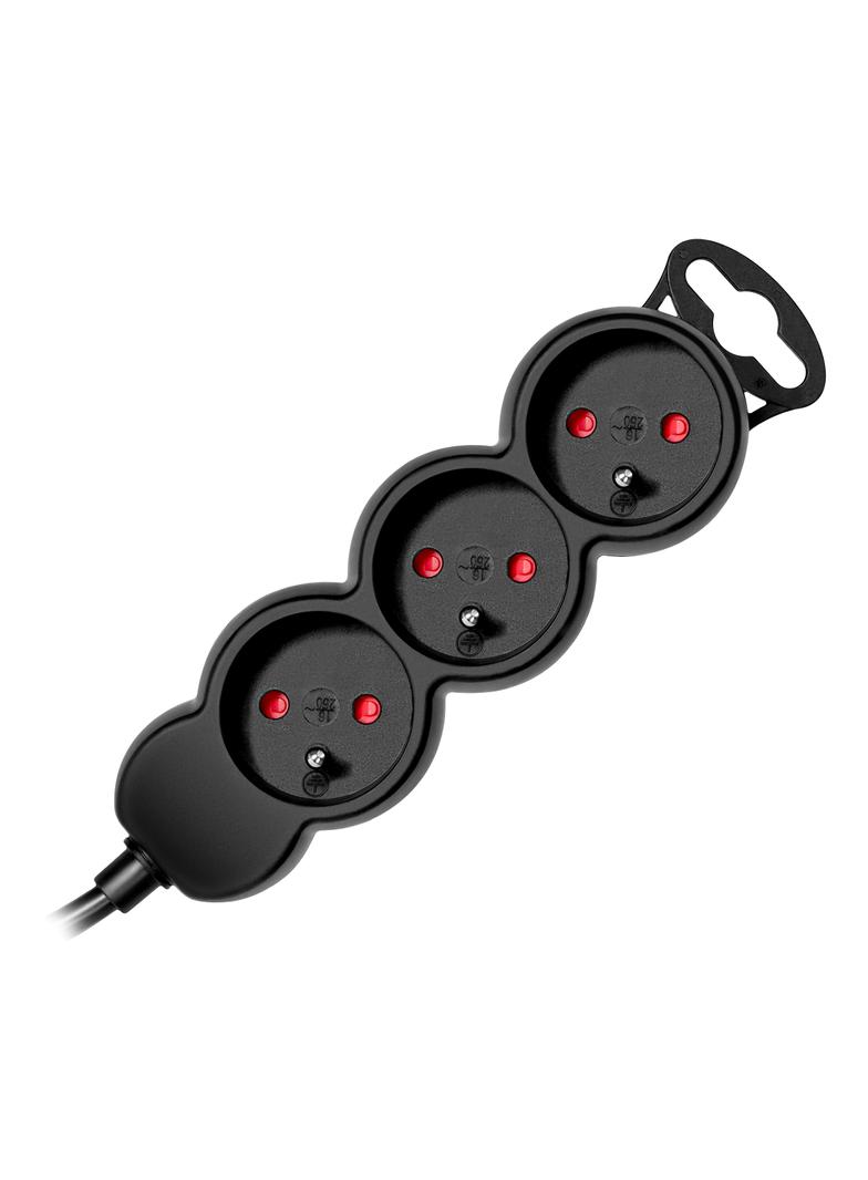 Przedłużacz 3x2P+Z,1,4m, 3x1mm2, czarny