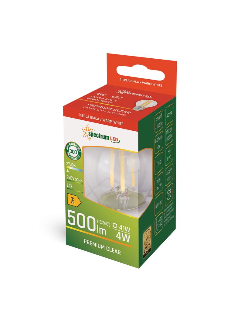 LED KULKA E-27 230V 4W COG WW CLEAR SPECTRUM
