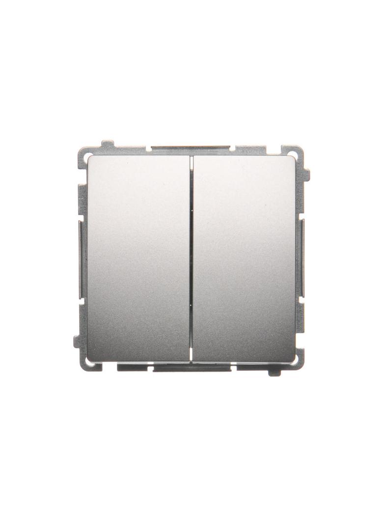 Simon Basic Przycisk podwójny zwierny dwuobwodowy: 2 wejścia 2 wyjścia 16A szybkozłączka srebrny mat