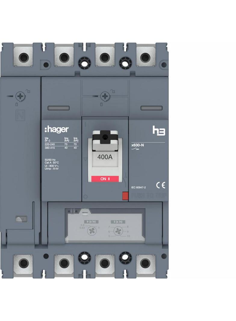 MCCB Wyłącznik mocy h3 x630 TM 4x400A 40kA HNJ401DR HAGER