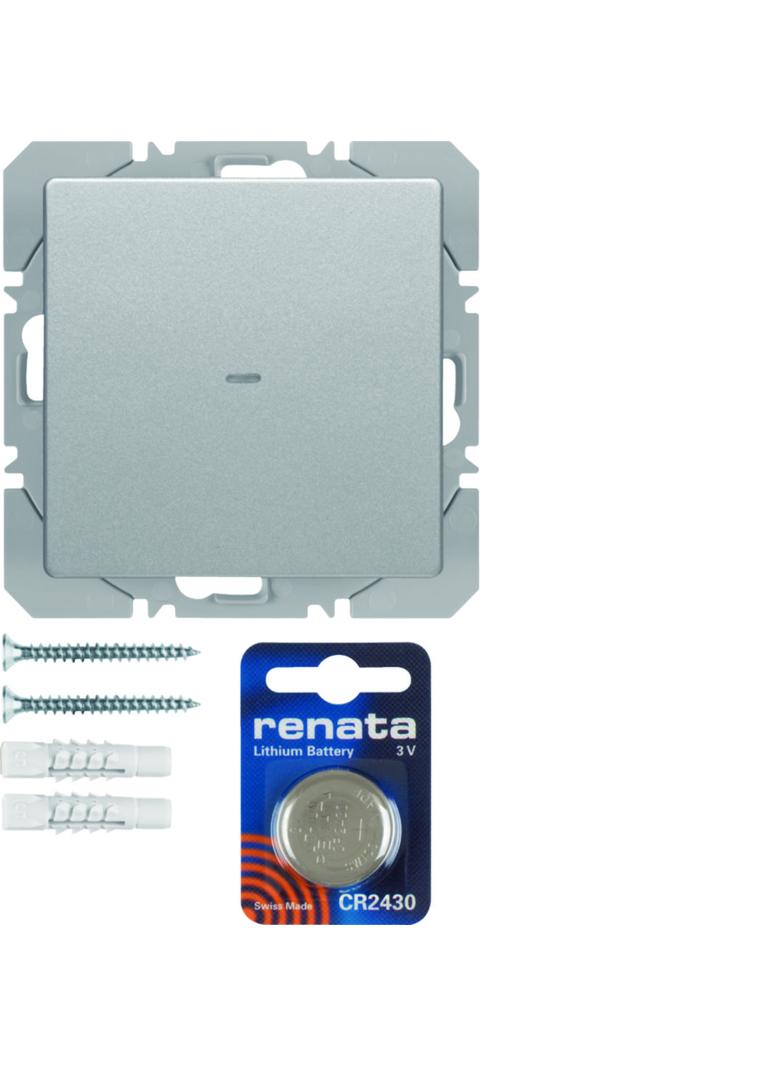 BERKER Q.x KNX RF quicklink przycisk radiowy pojedynczy płaski Berker.Net aluminium 85655224 HAGER