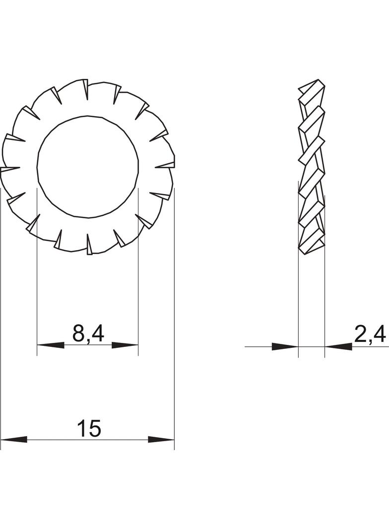 DIN 6798 M8 VA, Podkładka ząbkowana