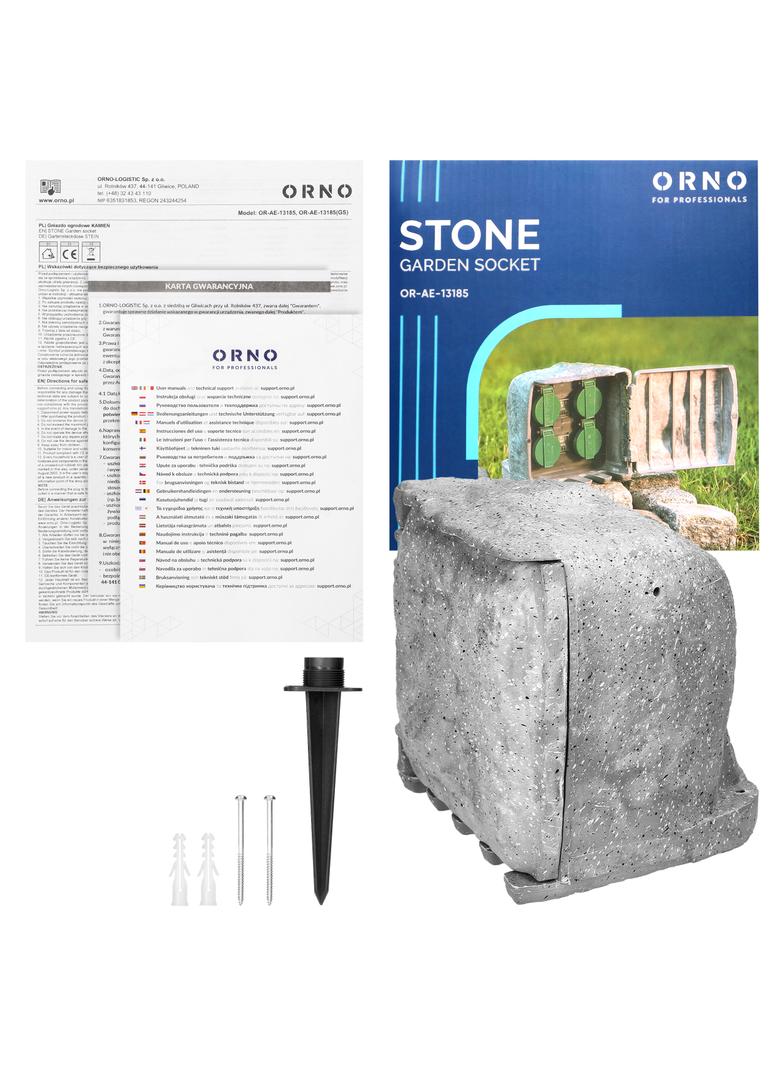 Gniazdo ogrodowe KAMIEŃ 4x2P+Z kabel gumowy H07RN-F 3x1,5mm2 3m 2 tryby pracy: automatyczny (max OR-