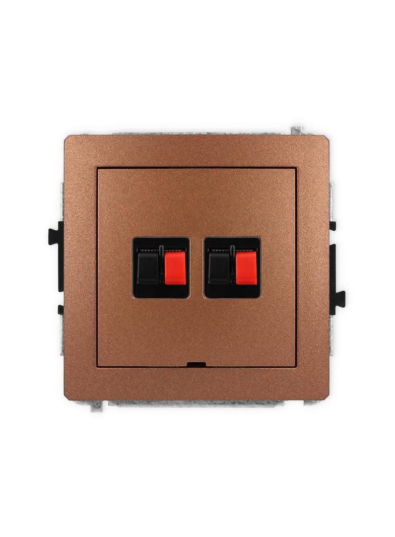 DECO Mechanizm gniazda głośnikowego podwójnego, bez pola opisowego brązowy metalik