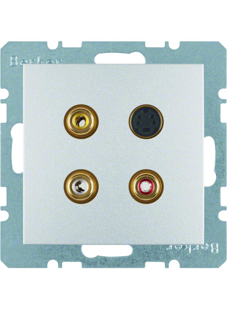 BERKER B.Kwadrat/B.7 Gniazdo 3xCinch / S-Video aluminium 3315321404 HAGER