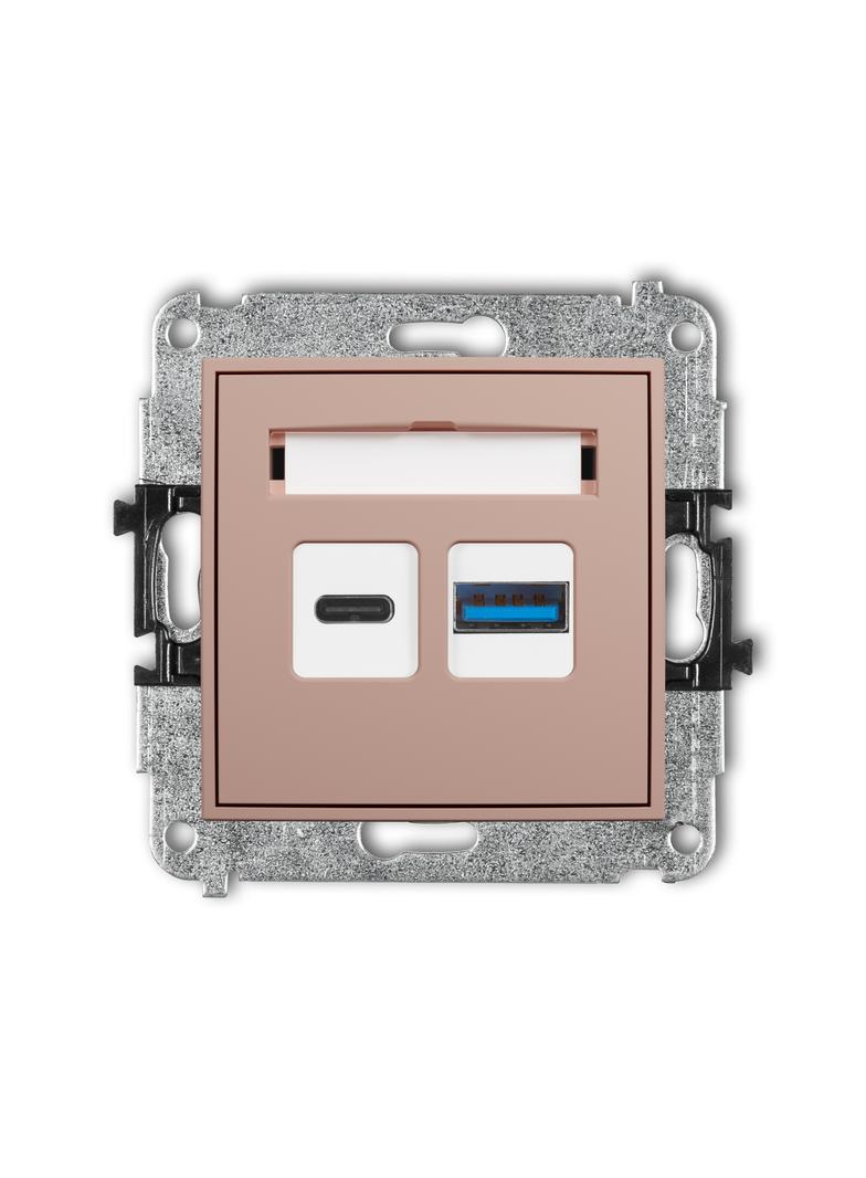 ICON Mechanizm ładowarki USB podwójnej USB C + USB A, 20W max. łososiowy