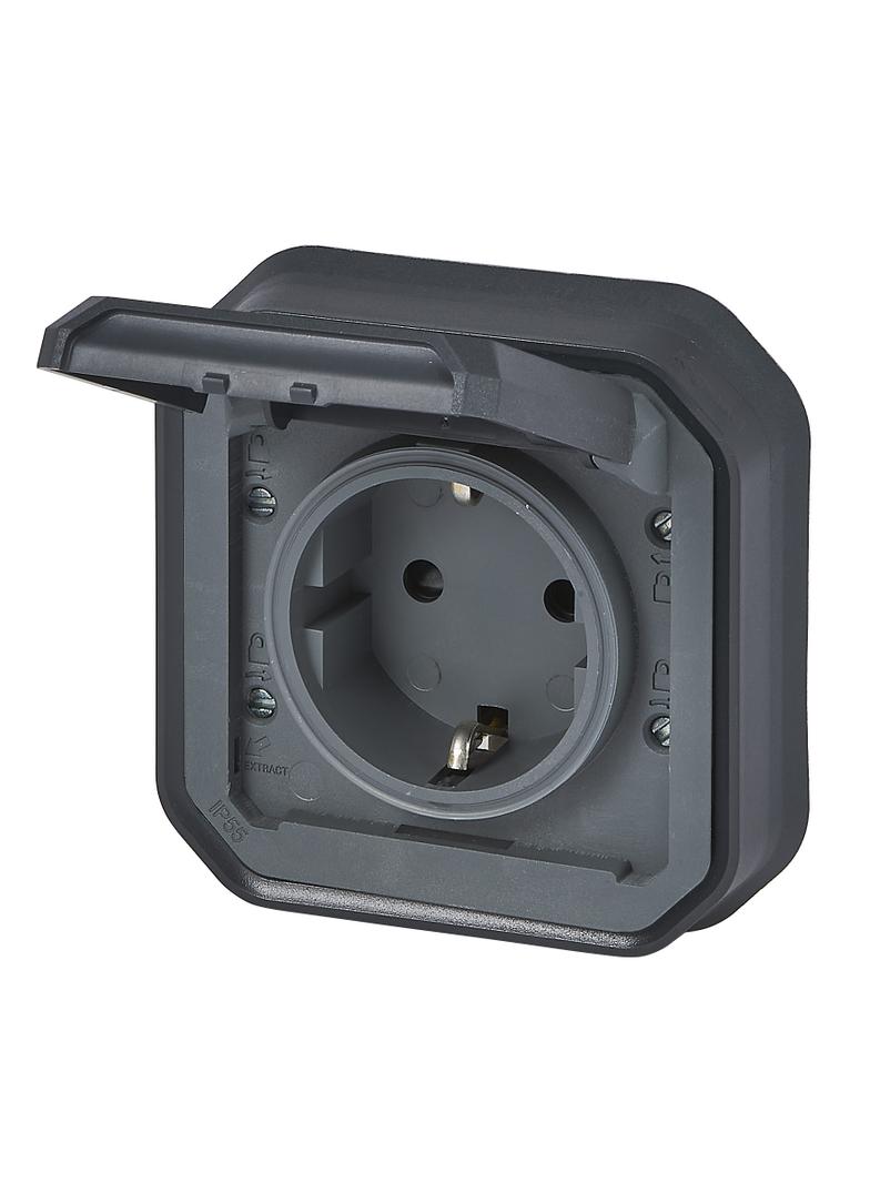 NOWE PLEXO - GN. SCHUKO 2P+Z ZACISKI ŚRUB KOMPLET PODTYNKOWY 16A-250V ANTRACYT 069859L LEGRAND