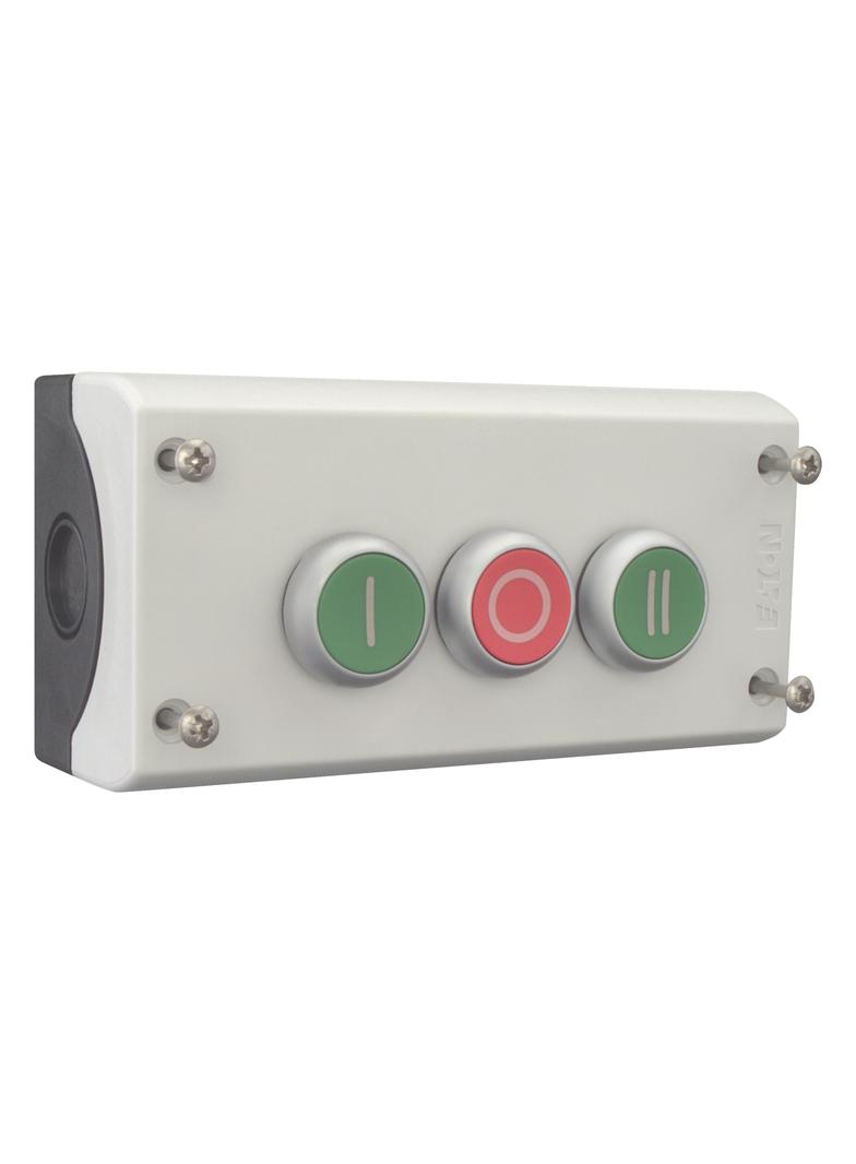 M22-I3-M1 Kaseta sterownicza 3-otworowa z przyciskami zielony/czerwony/zielony IP65 216532 EATON